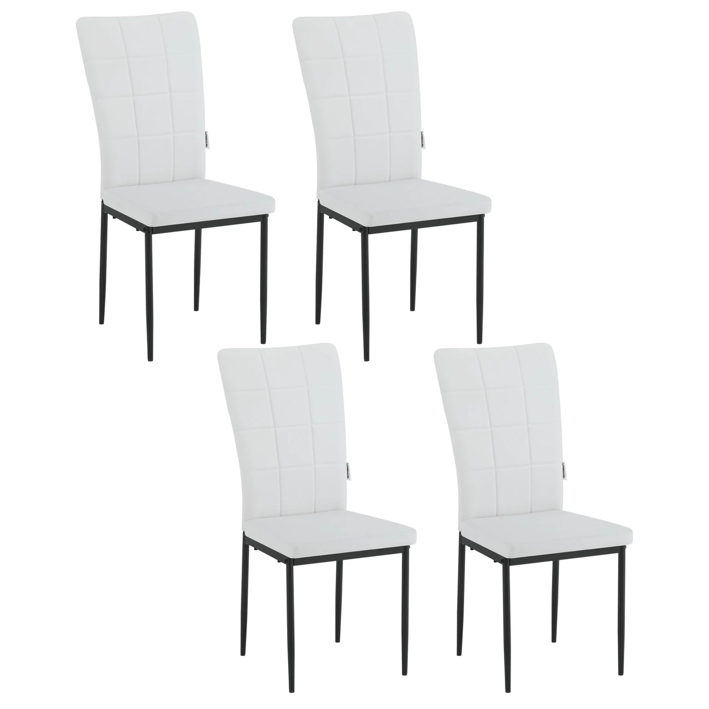 Eetkamerstoelen - Set Moderne Eetkamerstoel - Eetstoel - Tuinstoelen - Gevoerde Stoelen met Hoge Rugleuning - Elegante Kunstlederen Stoelen voor Woonkamer, Keuken en Restaurant - Set van 4 - Wit - QUORE