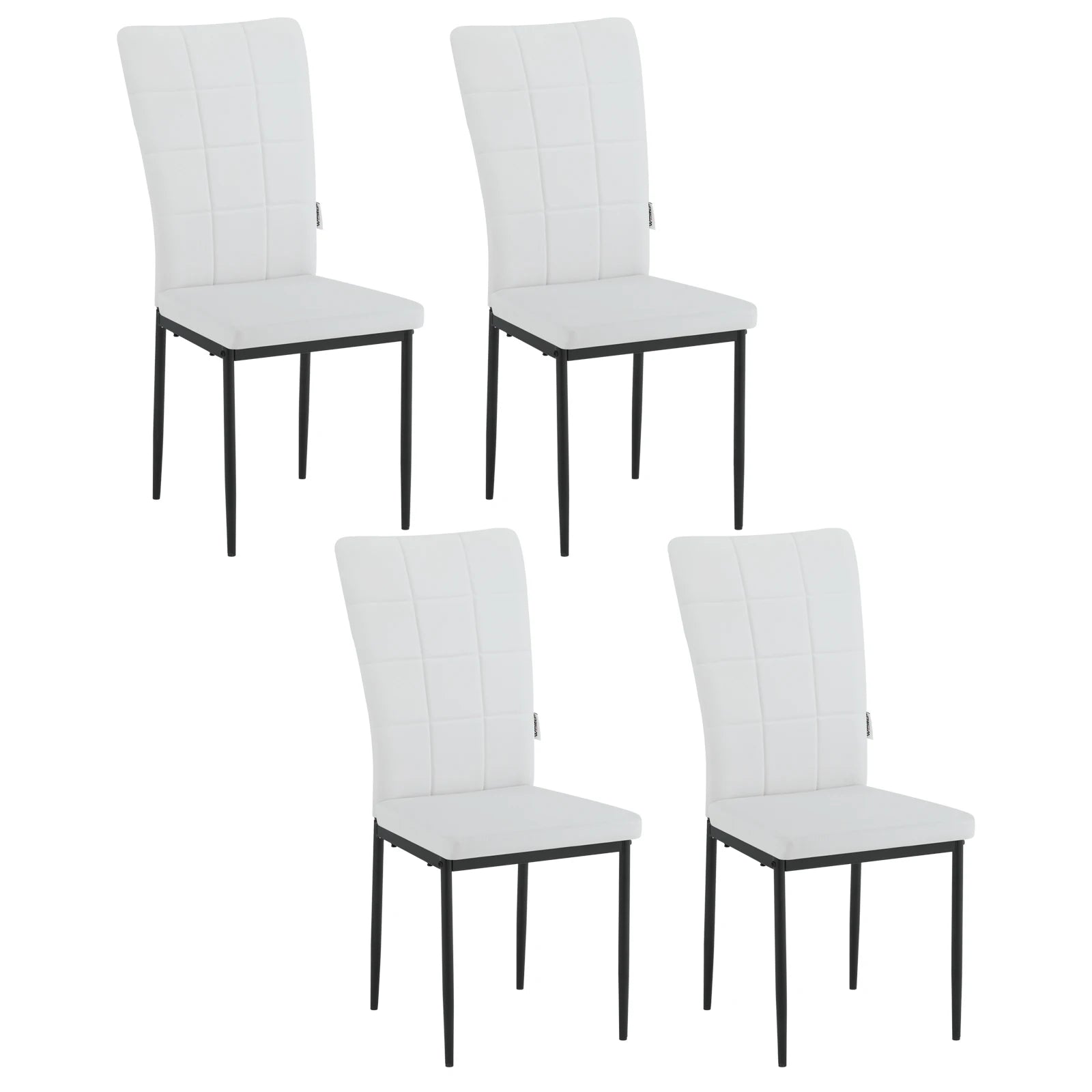 Eetkamerstoelen - Set Moderne Eetkamerstoel - Eetstoel - Tuinstoelen - Gevoerde Stoelen met Hoge Rugleuning - Elegante Kunstlederen Stoelen voor Woonkamer, Keuken en Restaurant - Set van 4 - Wit - QUORE