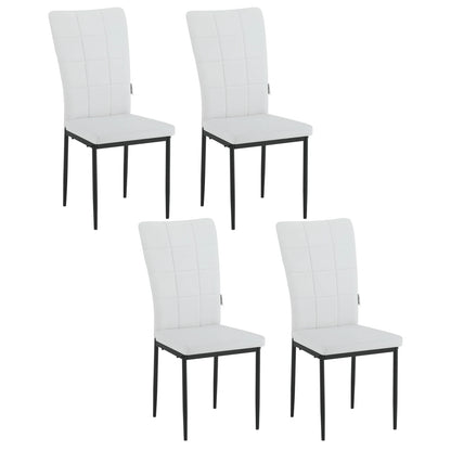 Eetkamerstoelen - Set Moderne Eetkamerstoel - Eetstoel - Tuinstoelen - Gevoerde Stoelen met Hoge Rugleuning - Elegante Kunstlederen Stoelen voor Woonkamer, Keuken en Restaurant - Set van 4 - Wit - QUORE