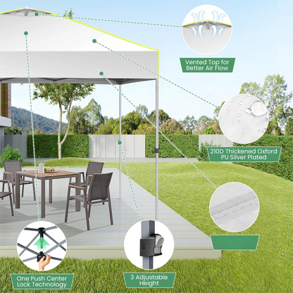 Partytent – Opzetbare Tent – Vouwtent – 3x3 Meter Partytent – Waterbestendig Oxford Doek – Verstelbare Hoogte - Wit - QUORE