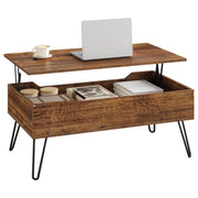 Verstelbare Salontafel met Opbergruimte – Industrieel Koffietafel – Lifting Table – Vintage Houtlook &amp; Zwart Metaal – Woonkamer &amp; Kantoor