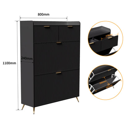 Schoenenkast – Schoenenrek – Schoenopberger – Schoenenschuifkast – Halmeubel – Wit – Met Deuren en Laden – Compact 80x24x110 cm – Hout en Metaal
