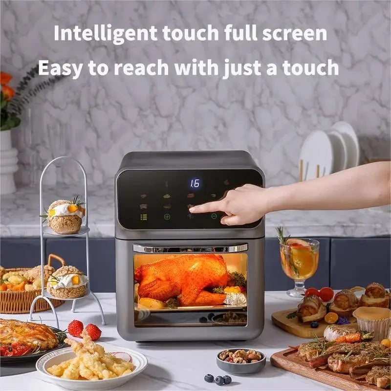Airfryer - 12L – Heteluchtfriteuse - 1350W – 240V - Olievrij Frituren – 360° Hete Lucht Circulatie – Touchscreen – Automatische Uitschakeling - Meerdere Kookfuncties - Zwart
