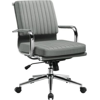 Bureaustoel – Ergonomische Bureaustoel – Werkstoel – Kantoorstoel – Stoel Met Ademend Textiel – In Hoogte Verstelbaar – Schommelbaar Tot 130° - 49 x 49 x 105 cm - Grijs - QUORE