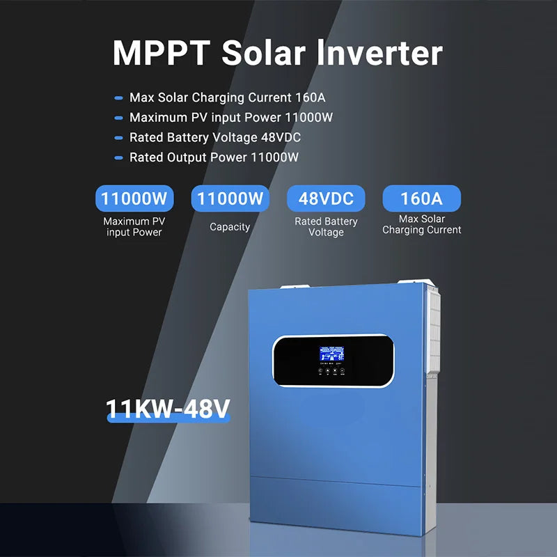 Zonne-omvormer – Solar Omvormer – DC Omvormer – AC Omvormer – 11.000W Vermogen – 160A MPPT Lader - Met WIFI 48V - QUORE