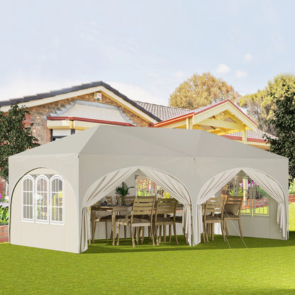 Pop-Up Tent – Tuinpaviljoen – Opblaasbare Tuintent – Buiten Shelter – 3x6 Meter – UV-Bescherming 98% – Verstelbare Hoogte - Beige