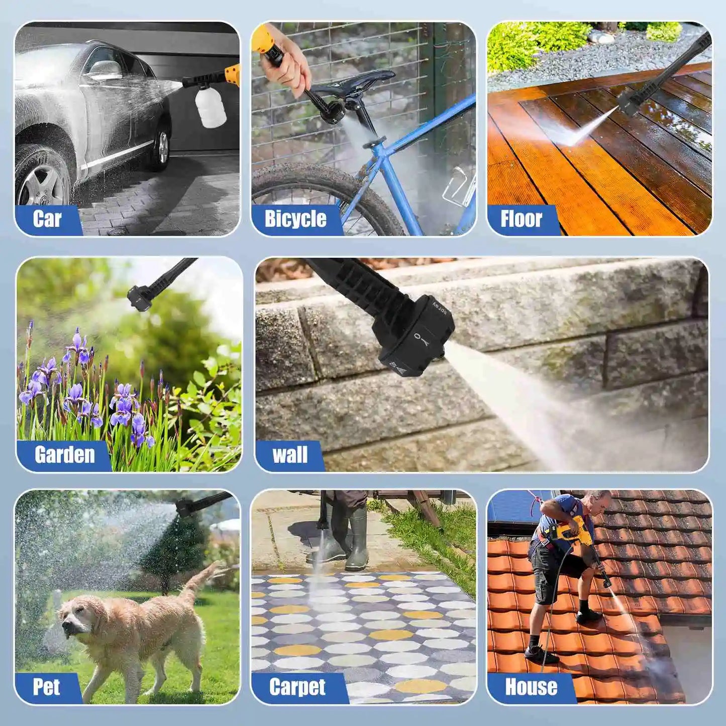 Hogedrukreiniger - Terrasreiniger - Waterpistool - Draadloze - Elektrische - 20000mAh Accu - 65 Bar -  6-in-1 Spuitpistool - Pressure Washer - Borstelloze  - Autowasser en Tuinreiniger – Inclusief 2x Accu