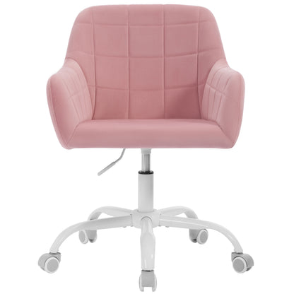 Bureaustoel – Bureaustoelen – Bureaustoel Draaibaar – Ergonomische Bureaustoel – Verstelbare Hoogte – Fluweel – Metalen Vijfsterbasis - Roze