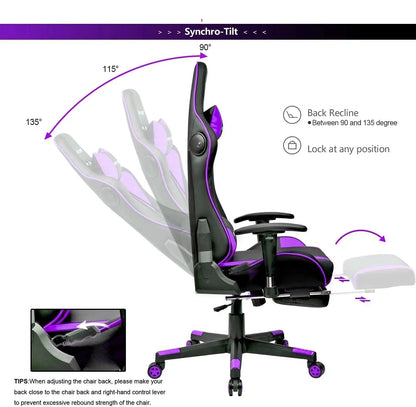 Gamingstoel – Gamestoel – Bureaustoel – Gaming Chair – Racestoel – Bluetooth Speakers – Verstelbare Voetensteun & Armleuningen