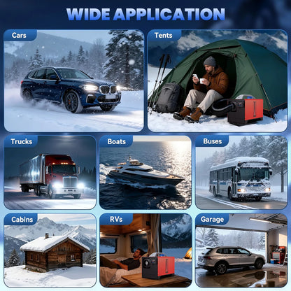Dieselkachel – Dieselkachel Luchtverwarmer – Standkachel – Dieselverwarming – 8 kW Vermogen – Bluetooth en LCD Bedieningspaneel – Auto Start-Stop – 1,5m Kabel – Hoge Hoogte Modus