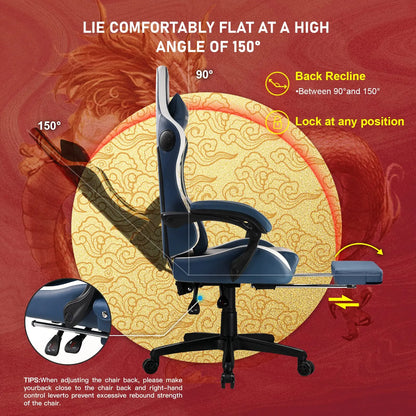 Gamingstoel – Gamerstoel – Bureaustoel – Office Chair – Computertoel – Bluetooth 5.1 Speakers – Verstelbare Rugleuning 150° – Paars – PU Leer