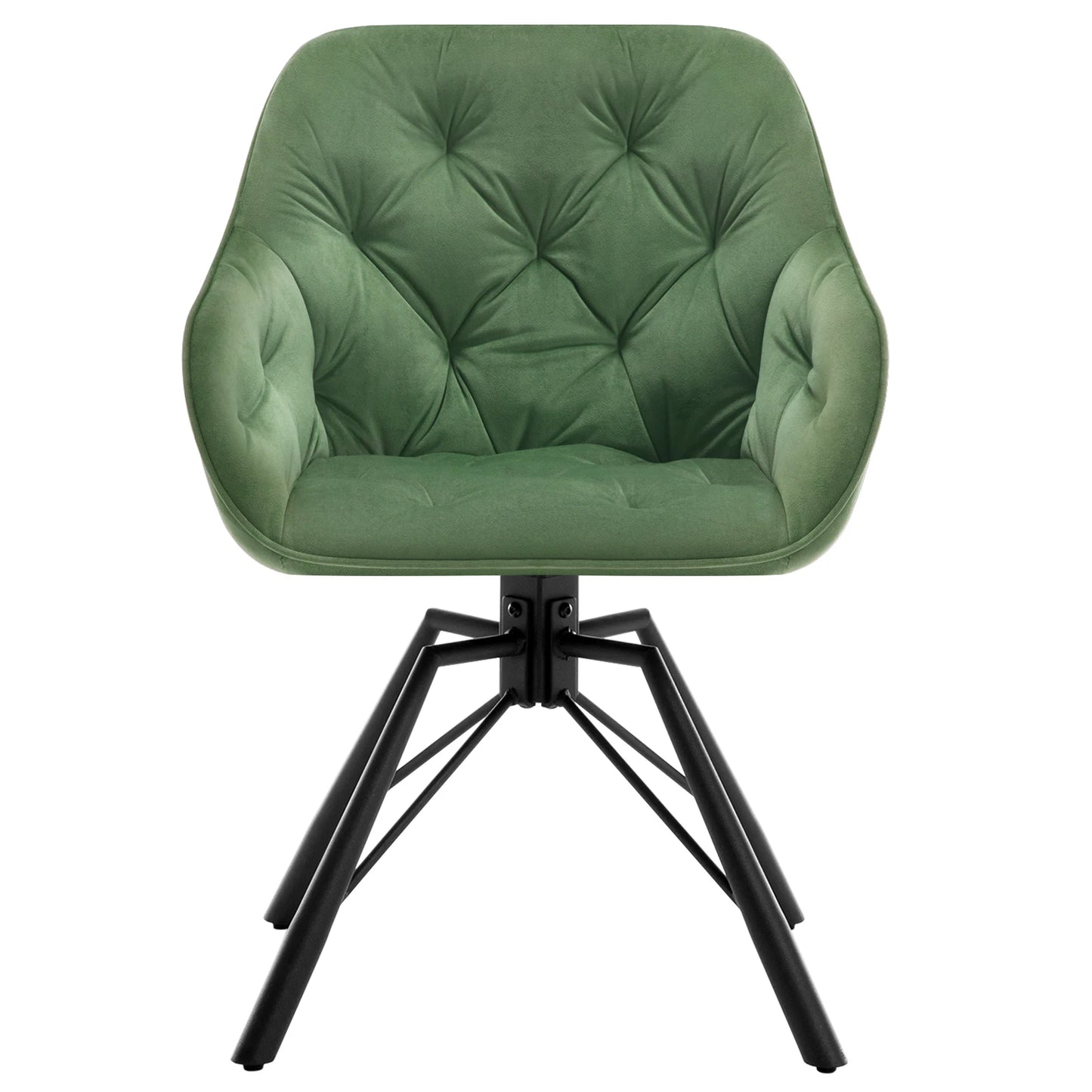 Draaibare Eetkamerstoelen – Set van 2 - Eetstoel – Bureaustoel – Leesstoel – Comfortstoel – Ergonomisch Design – 360° Draaibaar - Fluweel - Donkergroen
