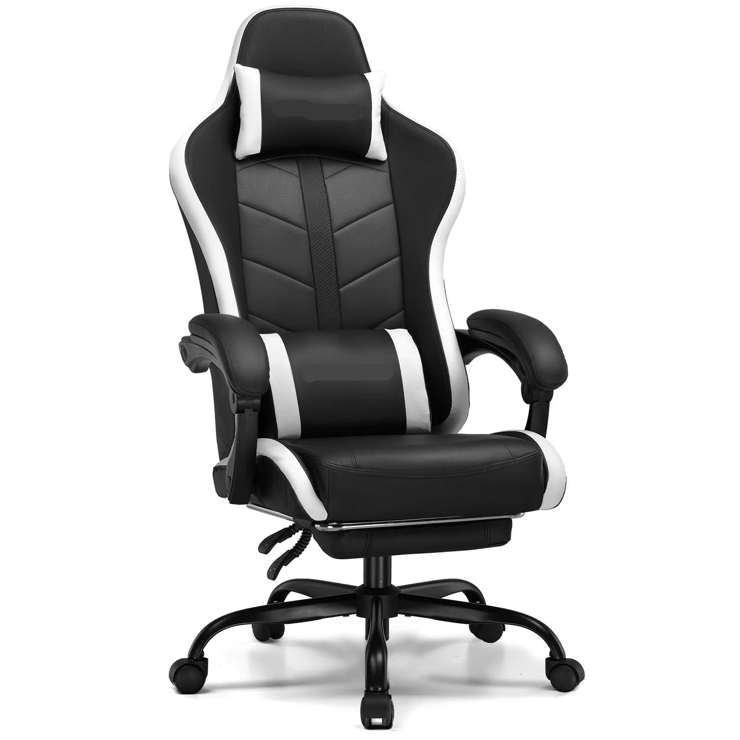 Ergonomische Gaming- & Bureaustoel – Game Stoel – Bureaustoel – Werkstoel – Relaxstoel – Verstelbare Rugleuning – Uittrekbare Voetensteun - Wit - QUORE