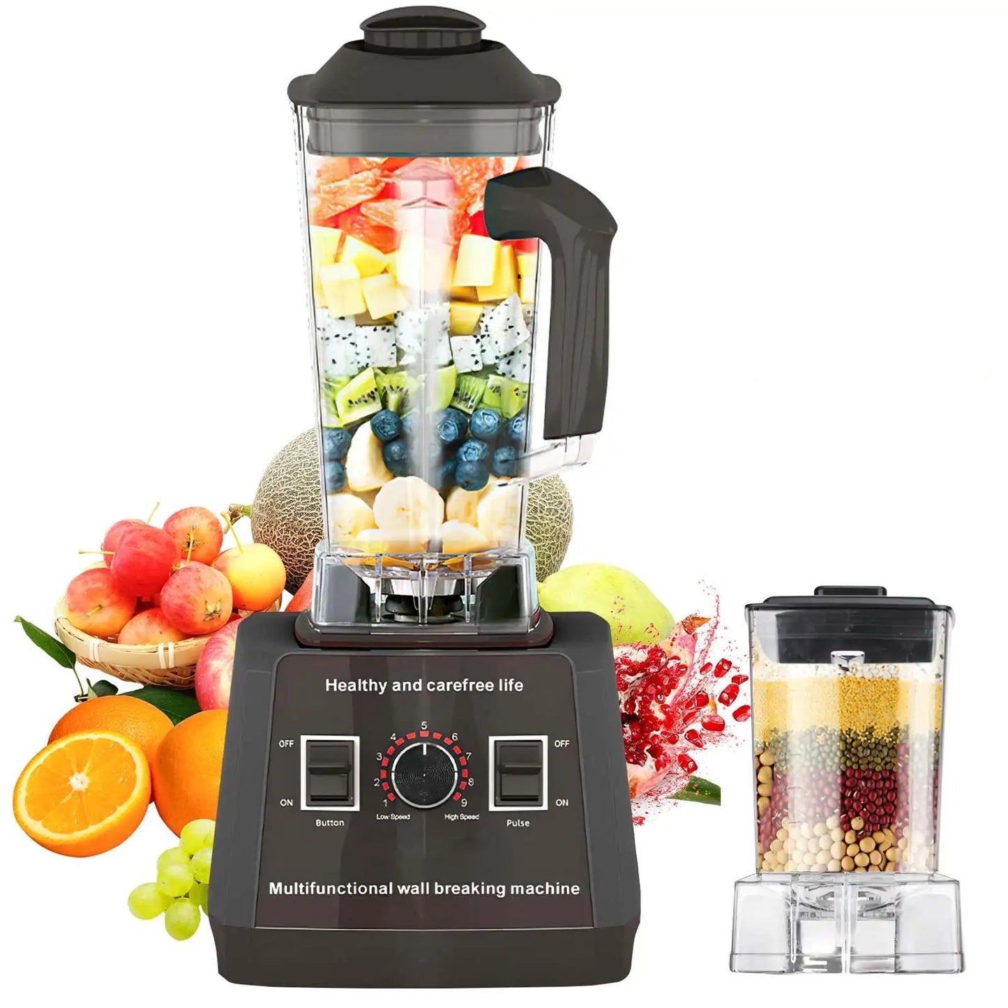 Elektrische Blender - Keukenmachine - Blender - 9 Snelheden - Voor Ijs - Noten - Fruit - 2.5L - 5000W - 50 x 18 cm - Zwart