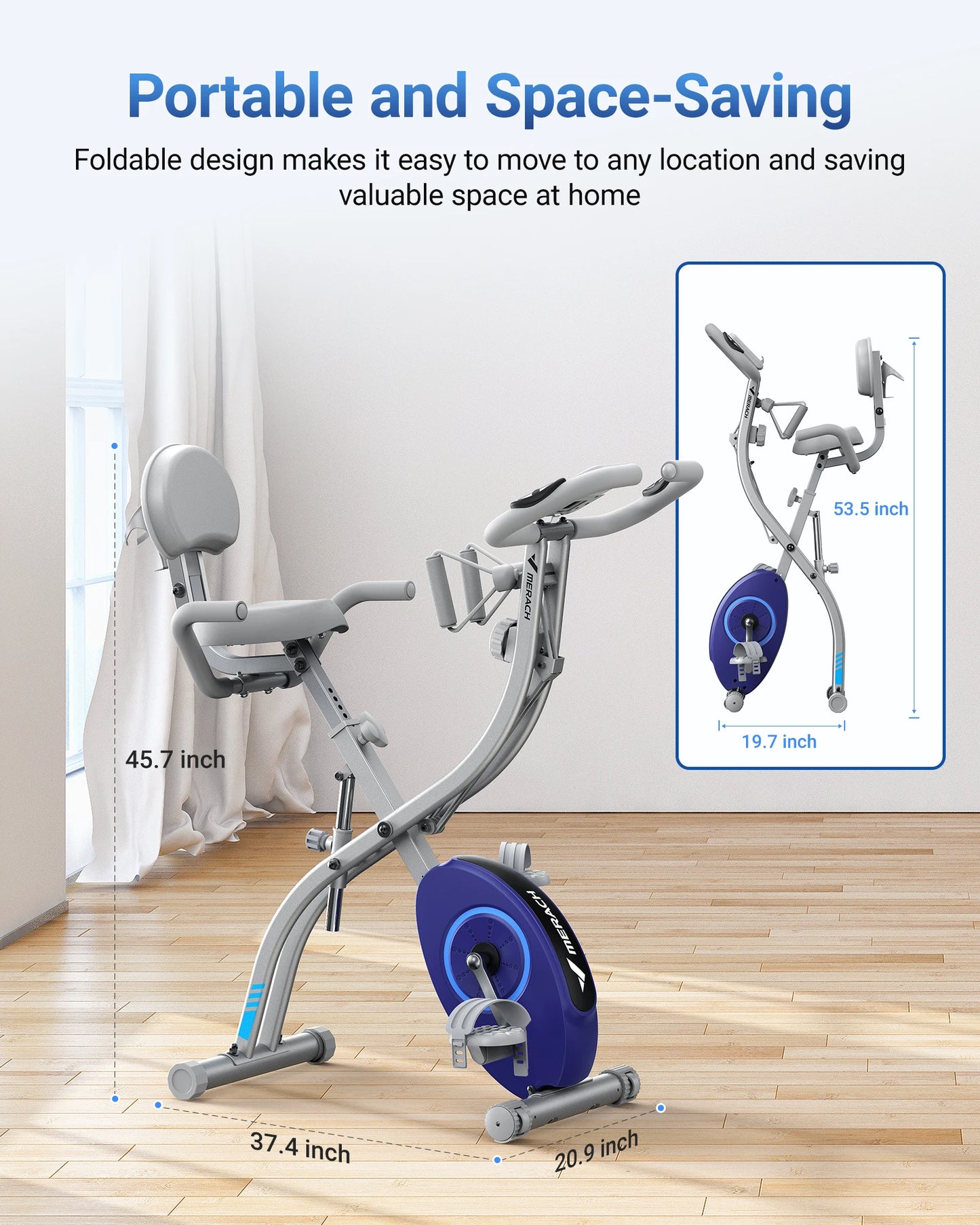 Fitnessfiets – Hometrainer – Cardiofiets – Magnetische Fiets – Opvouwbare Fitnessfiets – 16 Weerstandsniveaus – Inclusief LCD-Display