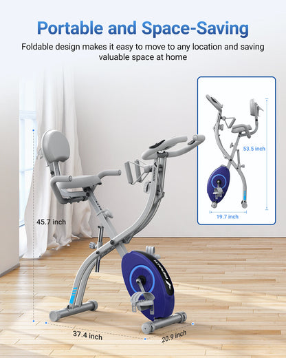 Fitnessfiets – Hometrainer – Cardiofiets – Magnetische Fiets – Opvouwbare Fitnessfiets – 16 Weerstandsniveaus – Inclusief LCD-Display