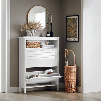 Schoenenkast – Schoenenrek – Schoenopberger – Schoenentoren – Schoenmeubel – Wit – Compact 80x108x25 cm – Stevige MDF Constructie