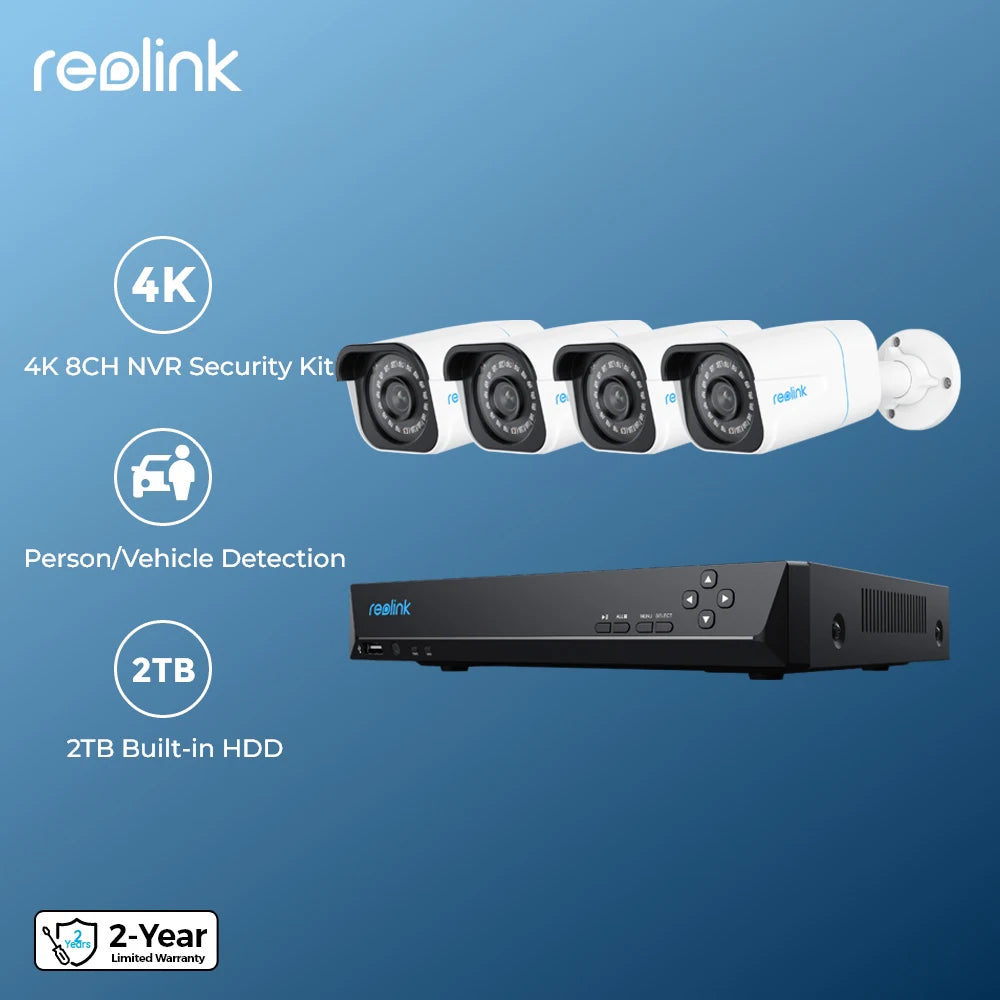 Beveiligingssysteem 4K Ultra HD – Camerabewaking – Video Surveillance – Veiligheidscamera Set – CCTV Systeem – Bewegingsdetectie Slim – 2TB Opslag PoE