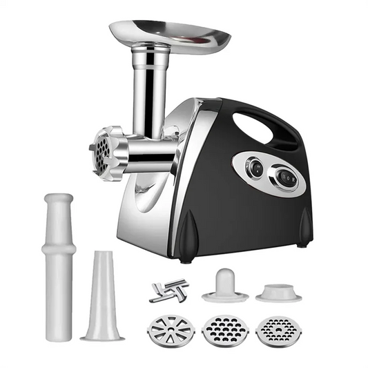 Elektrische Vleesmolen - Worstmolen - Meat Grinder - Krachtige Motor - Alle Soorten Vlees - Inclusief Accessoires - 28 x 18.5 x 33 cm - 2800W - Zwart