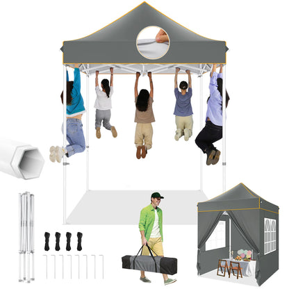 Partytent –  Pop-Up Luifel – Zonnescherm – Overkapping – Tuinpaviljoen – Waterdicht Oxford Doek – Verstelbare Hoogte - 2 x 2 Meter - Grijs