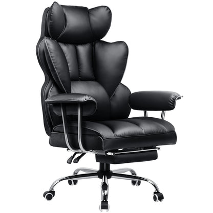 Gaming Stoel - Ergonomische Bureaustoel - Stoel - Bureaustoelen - met Voetsteun - Verstelbare Rugleuning - Vering en Dikke Zitting - Tot 150 kg - Stoffen Bekleding - Zwart