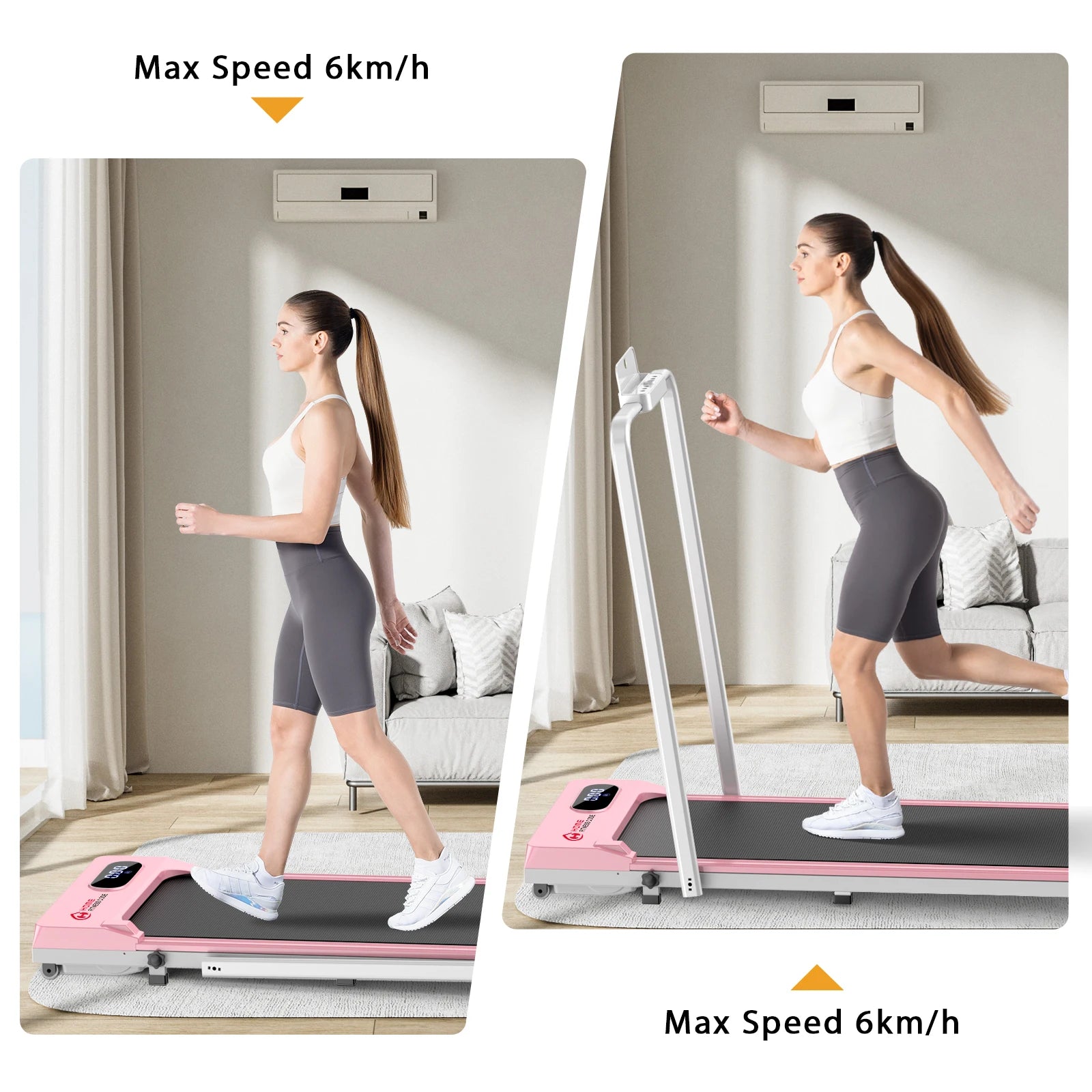 Loopband - Inklapbaar - 1-6 km/h - Wandelband - Pad - Wandel - Joggingmachine - met Afstandsbediening - 120 kg Gewichtslimiet - Thuisgymnastiek Eefening - Zwart - QUORE