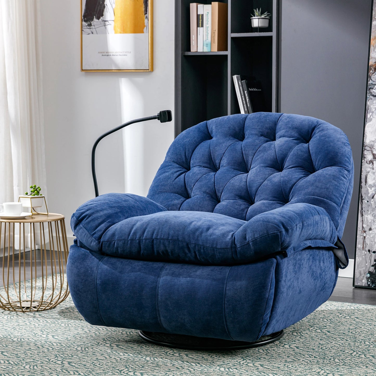 Draaifauteuil – Massagefauteuil – Relaxstoel – Comfortstoel – 360 Graden Draaibaar – Massage Op Rug En Benen – Warmtefunctie - Blauw