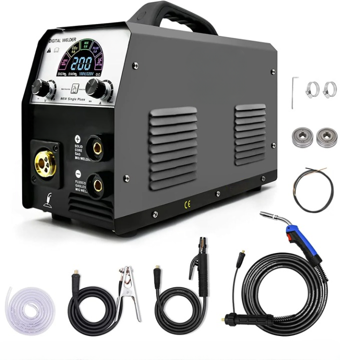 Elektrode Lasmachine - Lasmachine - Lasapparaat - Digitaal Inverterlassen - Draagbare MIG-lasser - AC 220V - 50/60Hz - AC - DC - TIG - ARC - IGBT - 42.5 x 18.3 x 29 cm - Zwart