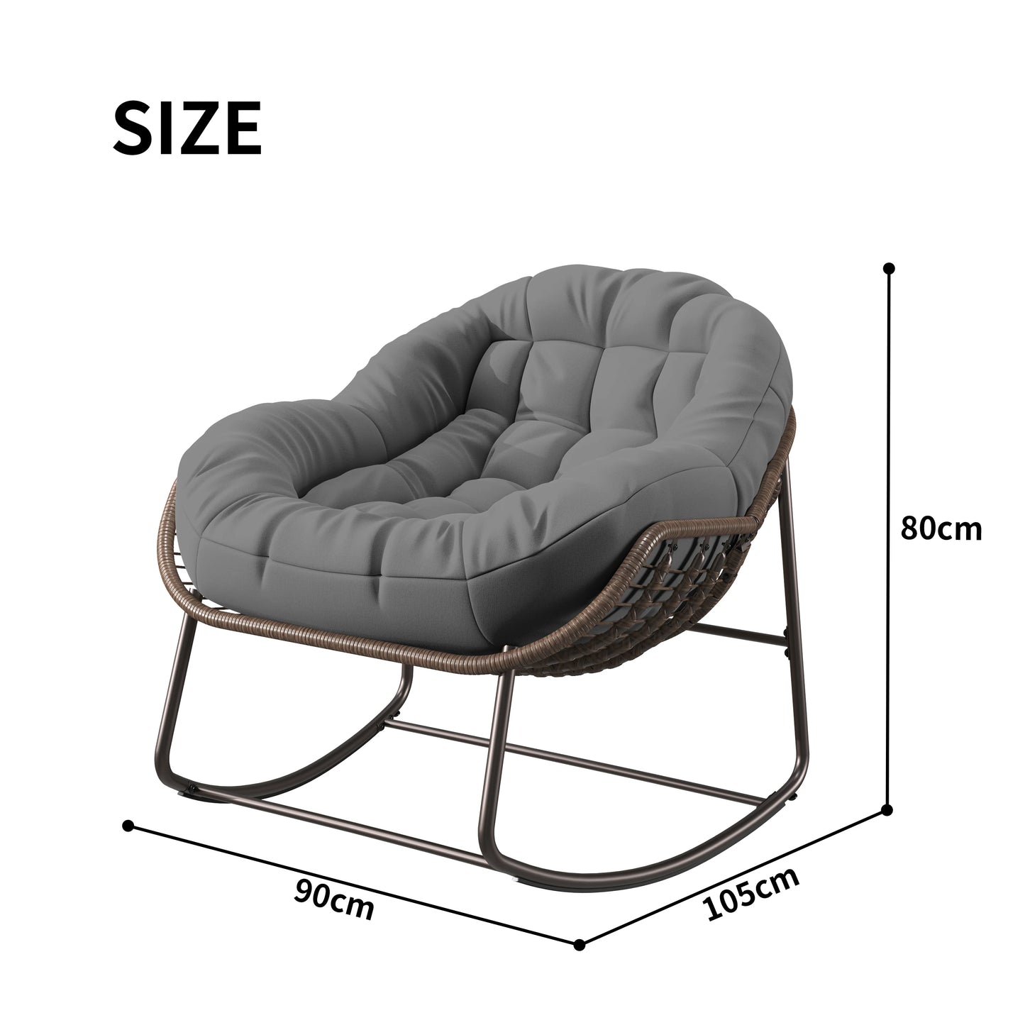Schommelstoel – Relaxstoel – Fauteuil – Loungestoel – Wipstoel – Ergonomisch Ontwerp – Met Metalen Frame & Zacht Kussen – Oranje