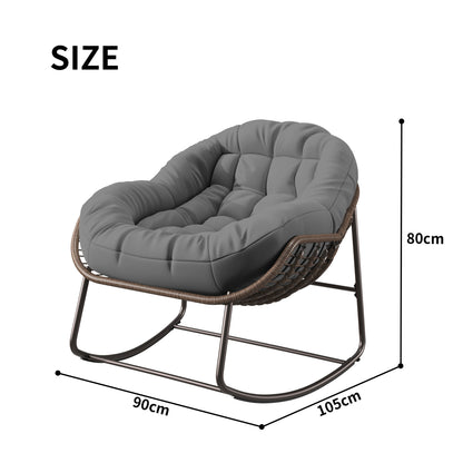 Schommelstoel – Relaxstoel – Fauteuil – Voedingsstoel – Loungestoel – Ergonomisch Ontwerp – Met Zacht Kussen – Stabiel Metalen Frame – Geschikt Binnen & Buiten