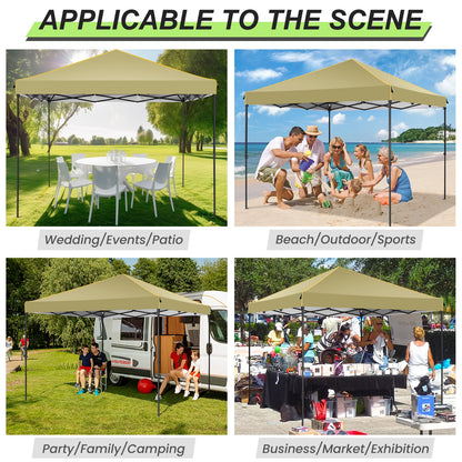 Opvouwbare Luifeltent – Tuin Tent – Partytent – Schaduwdoek – 3x3 Meter – Waterdicht Oxford Doek – Verstelbare Zijwanden - Khaki