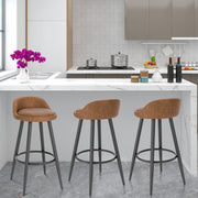Barkruk - Bar stoel - Bar stoelen set 2 - Cafékruk Barmeubilair - Bar gereedschap cocktails - Fluwelen barkrukken - 120 kg - Bruin leer
