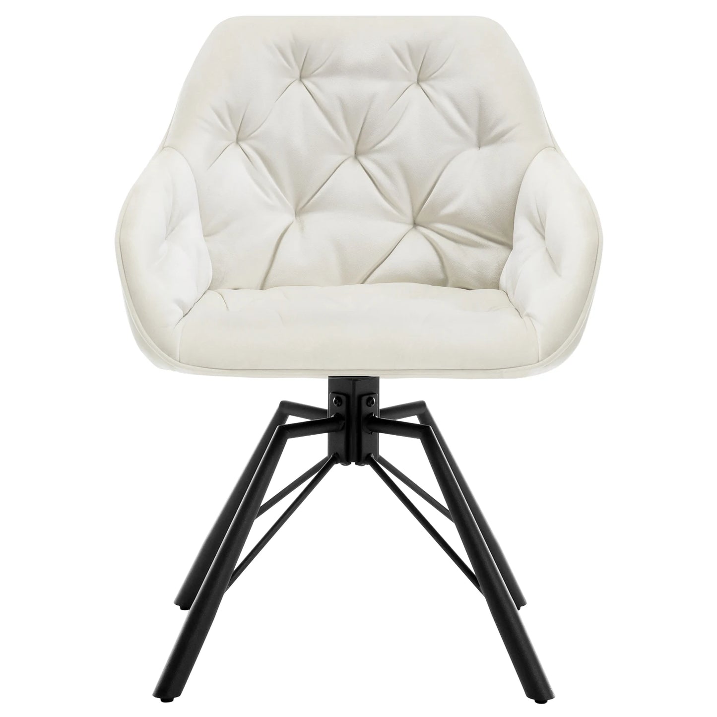 Draaibare Eetkamerstoelen – Set van 2 - Eetstoel – Bureaustoel – Leesstoel – Comfortstoel – Ergonomisch Design – 360° Draaibaar - Fluweel - Crème