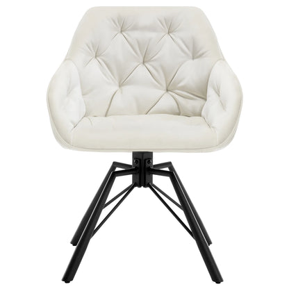 Draaibare Eetkamerstoelen – Set van 2 - Eetstoel – Bureaustoel – Leesstoel – Comfortstoel – Ergonomisch Design – 360° Draaibaar - Fluweel - Crème