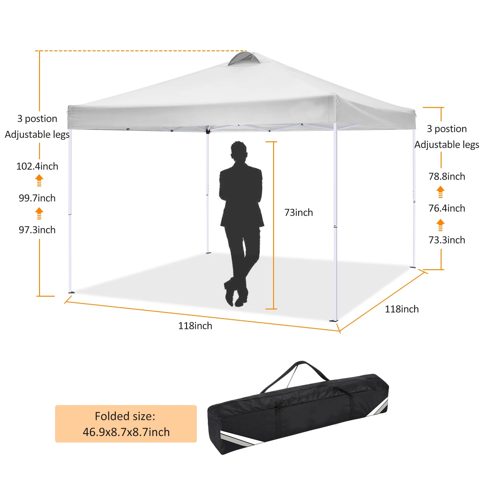 Vouwtent – Overkapping – Partytent – Schaduwdoek – Buitenpaviljoen – Waterdicht 210D Oxford – Inclusief Zijwanden Met Ramen - 3x3m - Wit - QUORE