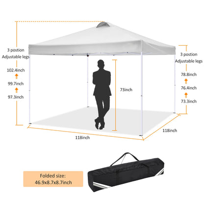 Vouwtent – Overkapping – Partytent – Schaduwdoek – Buitenpaviljoen – Waterdicht 210D Oxford – Inclusief Zijwanden Met Ramen - 3x3m - Wit - QUORE