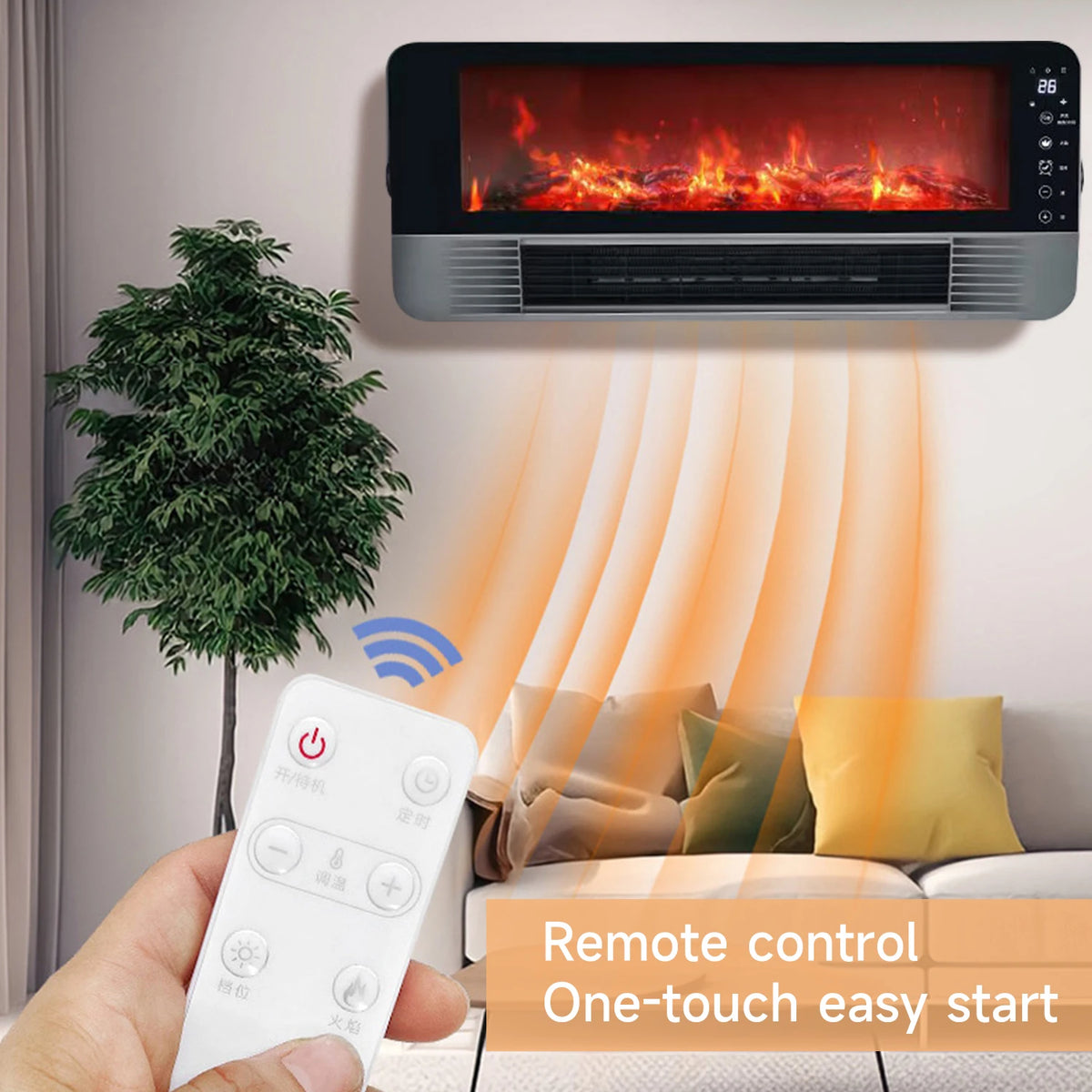 Elektrische Kachel - Draagbaar - Wandgemonteerde verwarmingsventilator - Heteluchtblazer Verwarming voor thuis - Winterverwarming Airconditioner - Efficiënte Verwarming - Instelbaar Vermogen - Grijs