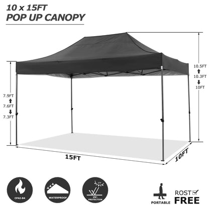 Paviljoen - Tuinpaviljoen - Partytent - Tuintent - Pop-up Kliksysteem - Stabiel - Vouwtent - met 4 Zijwanden - Opvouwbaar - Waterdicht - Winterbestendig - 50+UV-Bescherming - voor Tuin - Buiten - Achtertuin - 3 x 4.5 m - Zwart - QUORE