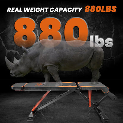 Halterbank - met Weerstandsbanden - Theffen - Sit-ups - Verstelbare - Full-Body Oefeningen - Thuisfitnessruimte - Zwart Oranje - QUORE