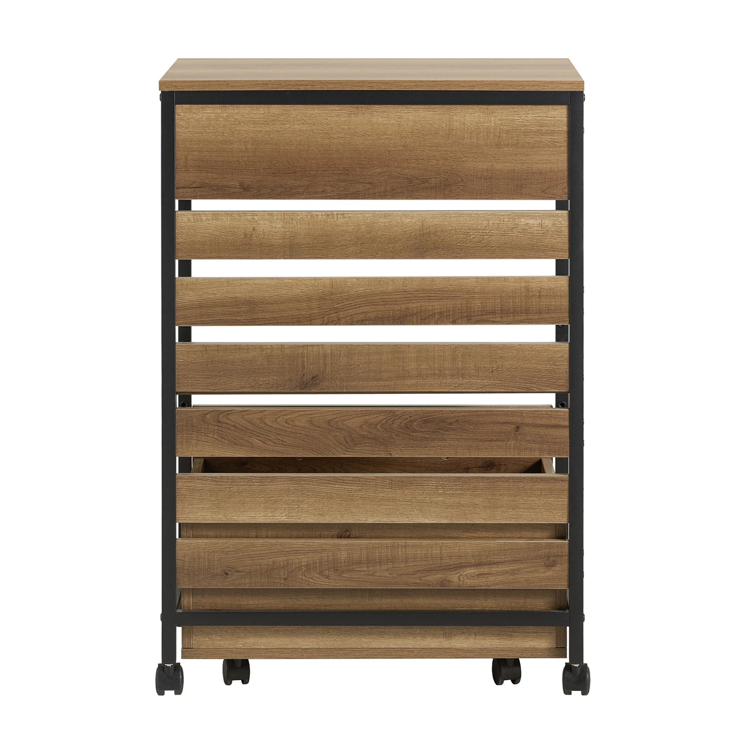 Serveerwagen – Serveerkar – Keukentrolley – Roller Trolley – Barkar – Vintage Bruin – Uitneembaar Opbergblad – 4 Wielen Met Rem - QUORE