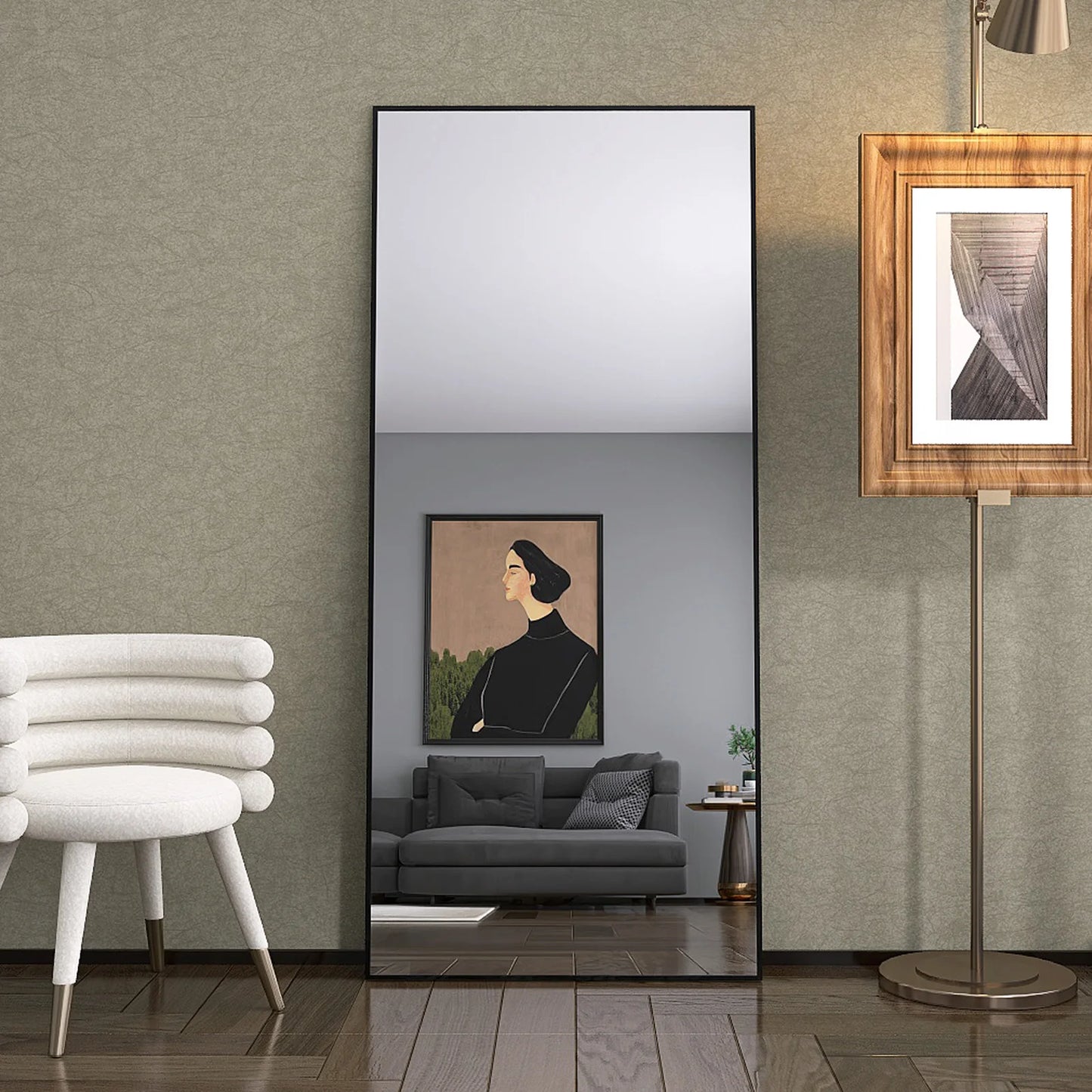 Lange Spiegel – Passpiegel – Wandspiegel – Staande Spiegel – Hangspiegel – Gehard Glas – Aluminium Frame – 180x80 cm – Veilig & Duurzaam