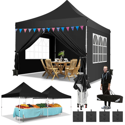 Partytent – Tent – Overkapping – Vouwtent – Paviljoen – 3x3 Meter – Waterdicht Oxford – UPF 50+ Bescherming - Zwart