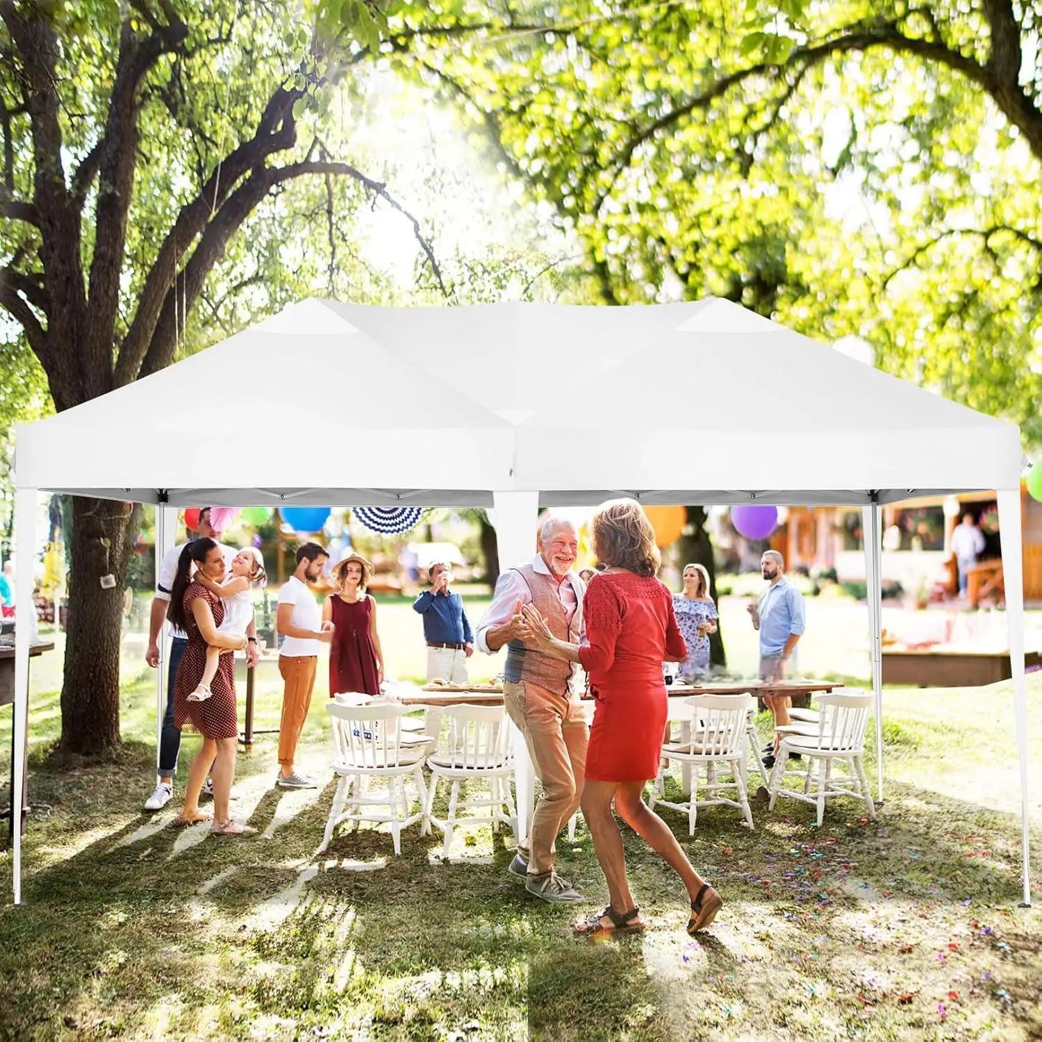 Partytent – Tent – Overkapping – Buitenluifel – 3x6 Meter – Waterdicht Oxford Doek – Verstelbaar Stalen Frame - Wit - QUORE