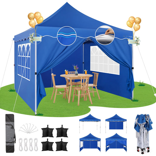 Opvouwbaar Paviljoen – Partytent – Tuinpaviljoen – Marktstand – Schaduwdoek – Waterdicht – Verstelbaar Frame - Blauw