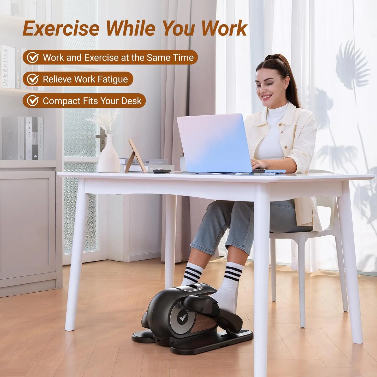 Onder Bureau Crosstrainer – Elliptische Trainer – Pedaloefenmachine – Fietstrainer – Beenfitness – Stil En Compact – 12 Snelheidsniveaus Met Afstandsbediening