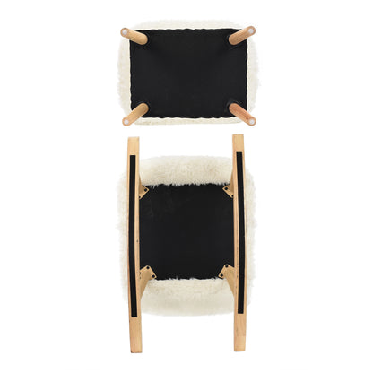 Fauteuil – Relaxstoel – Loungefauteuil – Leunstoel – Zitzak – Cashmere Bekleding – Massief Houten Poten – Inclusief Voetsteun