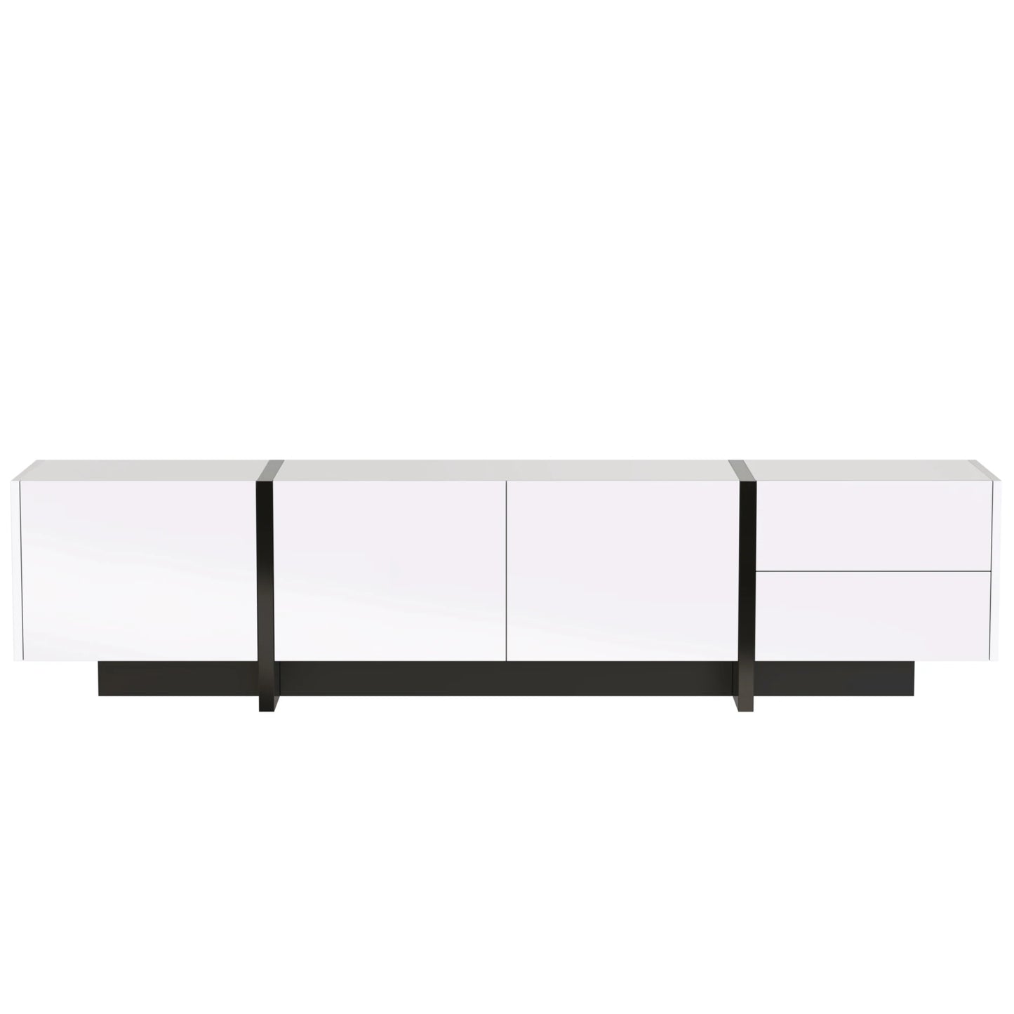 TV-Kast – Tv-Meubel – Mediameubel – Opbergkast – Zwart-Wit – 190 Cm Breedte – Glanzende Afwerking