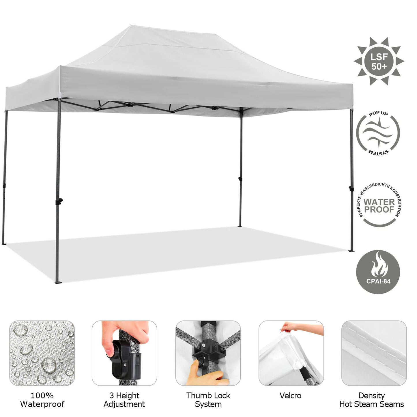 Partytent - Pop-Up Partytenten - Easy up Tent - Vouwtent - Party Tent Opvouwbaar - 3x4.5m - Canopy Tent - Waterdichte - voor Tuin Evenementen - en Feesten - Zonwering - voor Feest - Tuin - Camping of Markt - Zwart