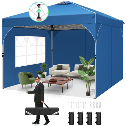 Pavilion 3x3m Waterproof Stable Winterproof Folding Gazebo Party Tent Garden Gazebo, 3 Side Panels, for Camping, Festivals