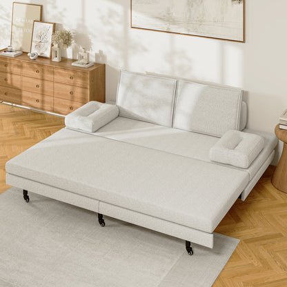2-Zits Slaapbank – Slaapbankje – Schotelbank – Bankbed – Tweekzitter – Verstelbare Rugleuning – Stevig Hout-Metaal Frame – Comfortabele Zachte Stofueel
